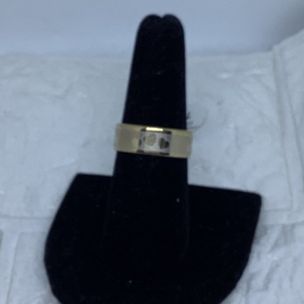 Triple Heart Unisex Ring Band Gold Tone Size 8 Minimalist Romantic Wedding